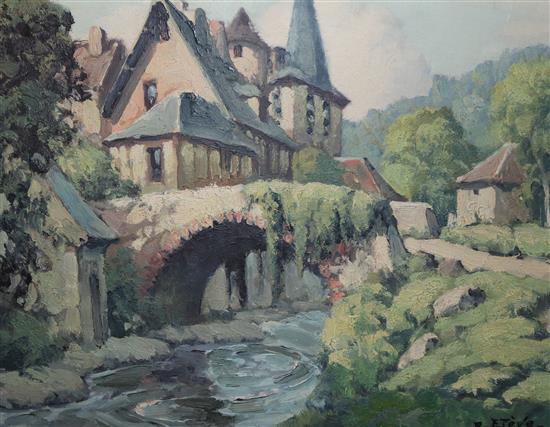 Félix Raoul Eteve (1902-1965), oil on canvas, Le Pont de Pierre, signed l.r. (unframed)(-)